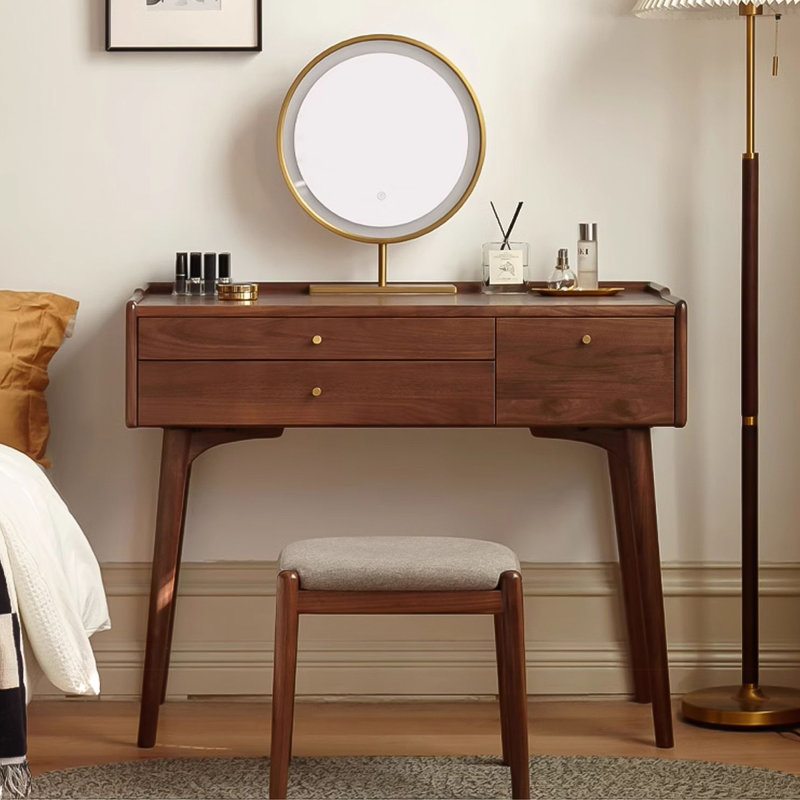 31.5"Vintage Small White Waxwood Vanity Desk
