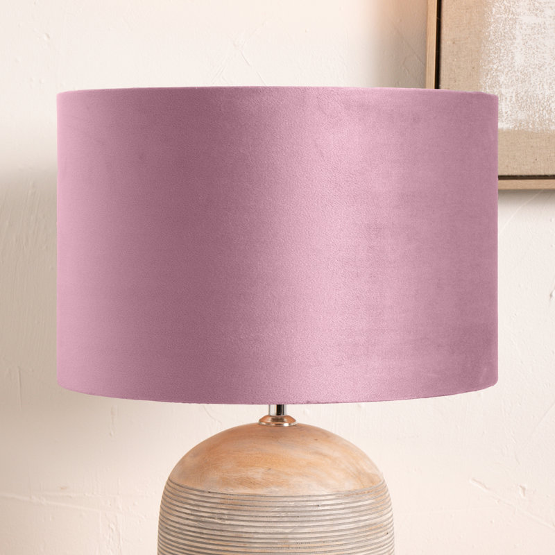 Rene Velvet Drum Lamp Shade ( Uno ), Pink, 29cm H x 45cm W x 45cm D