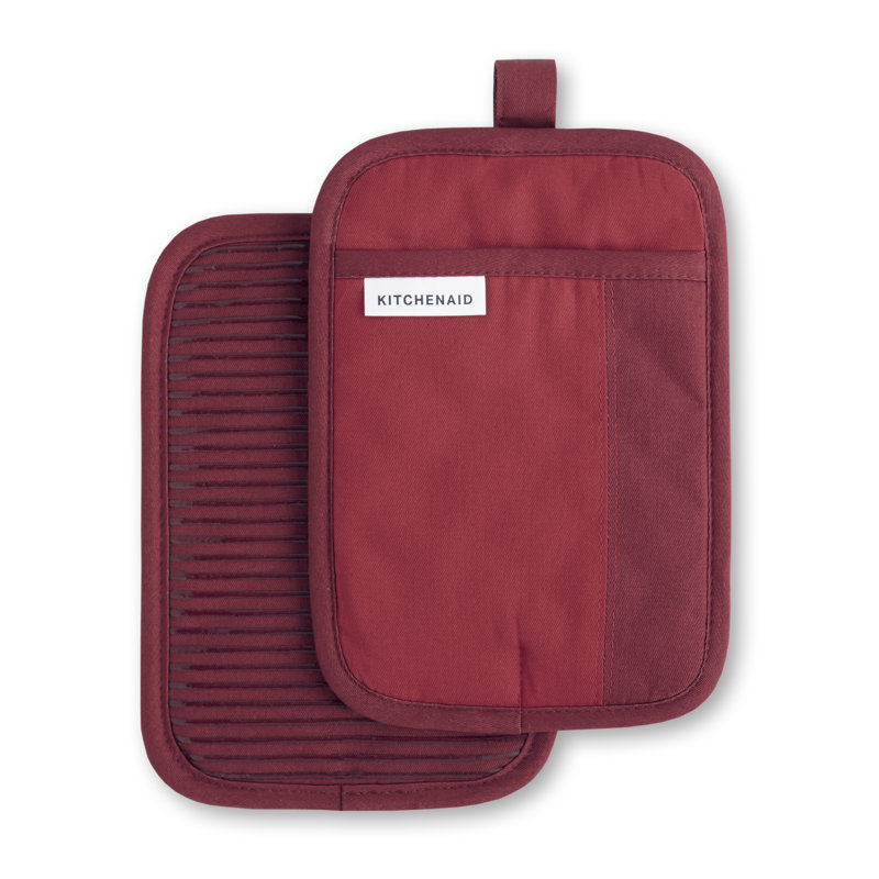 KitchenAid Beacon 2-Piece Potholder, Passion Red/Bordeaux