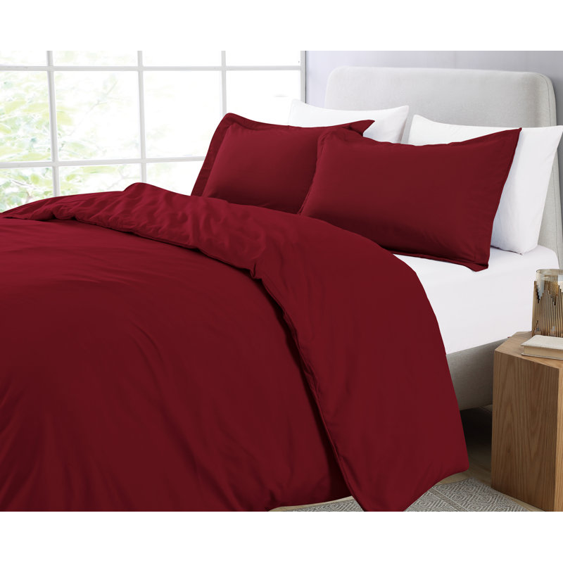 Ensemble de housse de couette en microfibre, Housse de couette très grand et 2 taies, Bourgogne