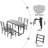 Five-Piece Set Table And Chair With Backrest, Industrial Style, Solid Structure-1950229435-1950229379-1950229381