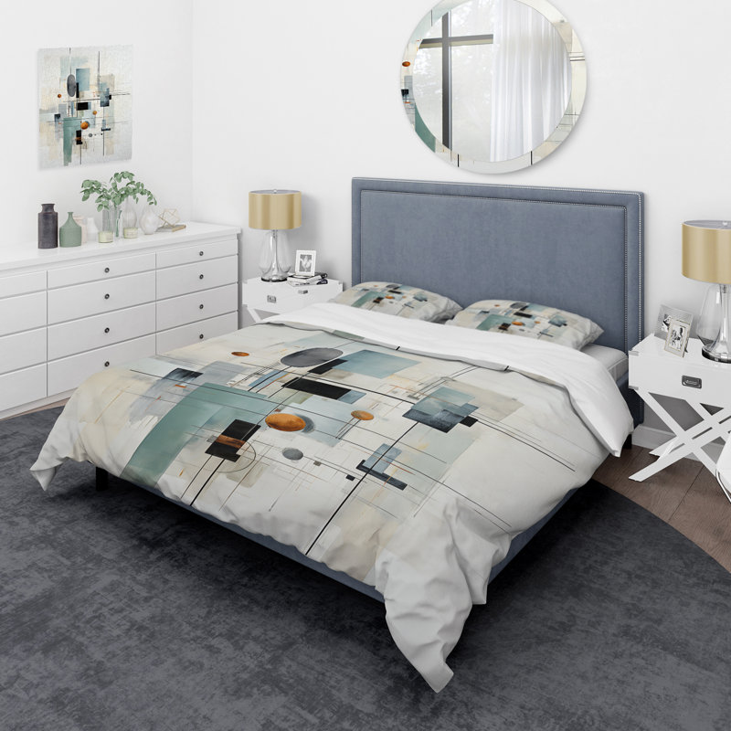 Ensemble de housse de couette en microfibre / polyester gris, Housse de couette simple + 1 taie décorative stan