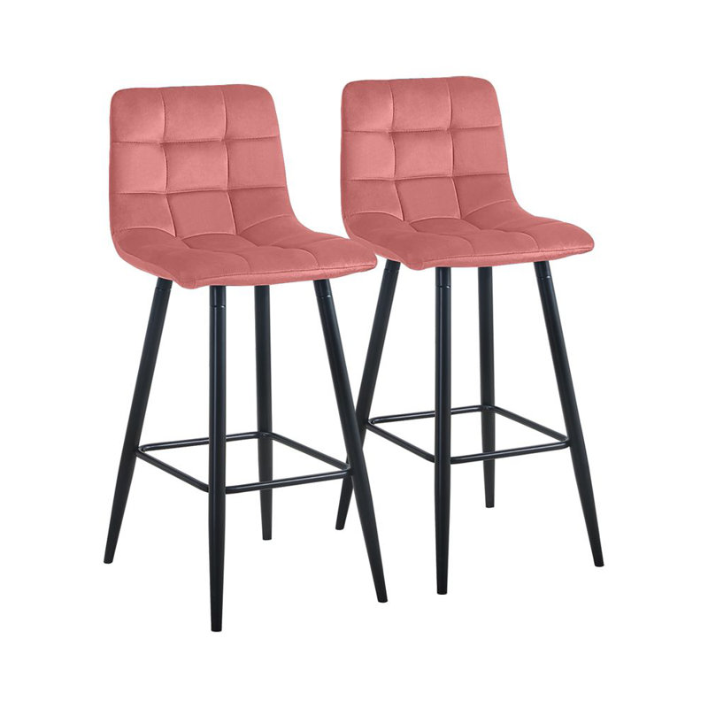 Breyson Upholstered Counter Stool with Metal Frame, Pink