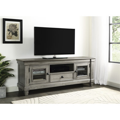 Meuble télé en bois avec tiroir et rangement, café et gris antique. Pour 50 à 59 pouces, 50 à 59