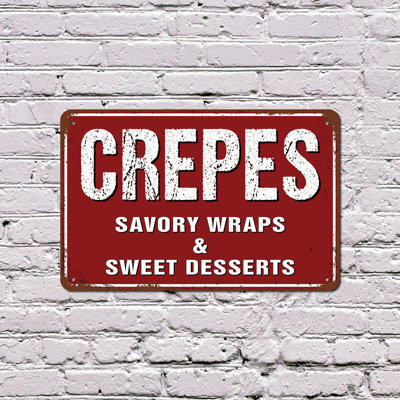 Crepes Street 13 Inch x 20 Inch Plastic Sign