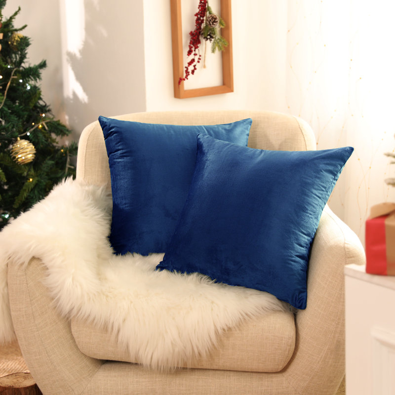 Reversible Pillow Cover, 18" x 18", Navy Blue