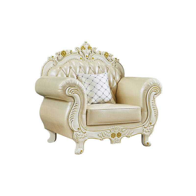 Fauteuil en cuir véritable capitonné European