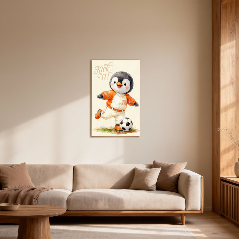 Animaux, pingouin, joueur de football, orange, uniforme, H 40 po x l 28 po