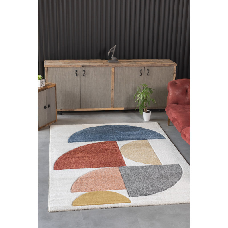 Arvilla Geometric Machine Made Indoor / Outdoor Area Rug, Rectangle 5'3" x 7'6"