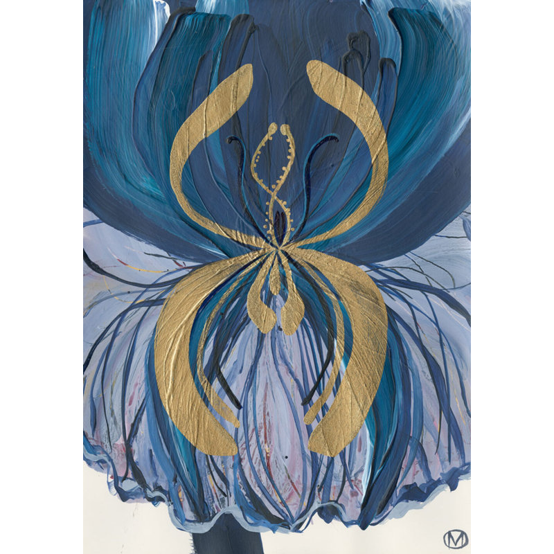 Blue Dragon Print by Morlock, Jody, Gold Framed, 49" H x 36" W