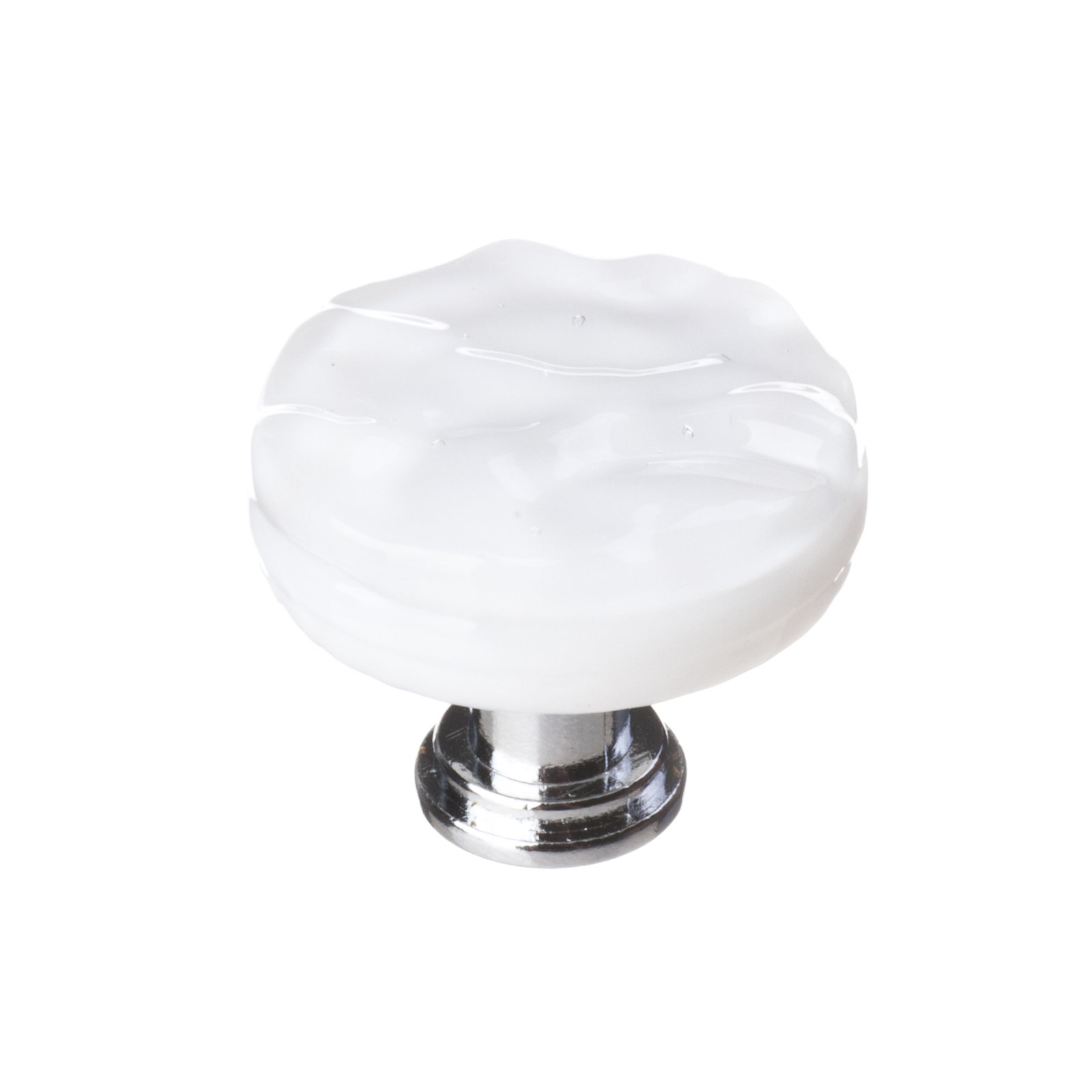 Glacier Mushroom Knob Knob, Polished Chrome, White