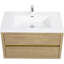 Meuble-lavabo mural 36 po avec lavabo, meuble de rangement flottant avec comptoir en résine de pierre et tiroirs à fermeture en douceur, chêne naturel