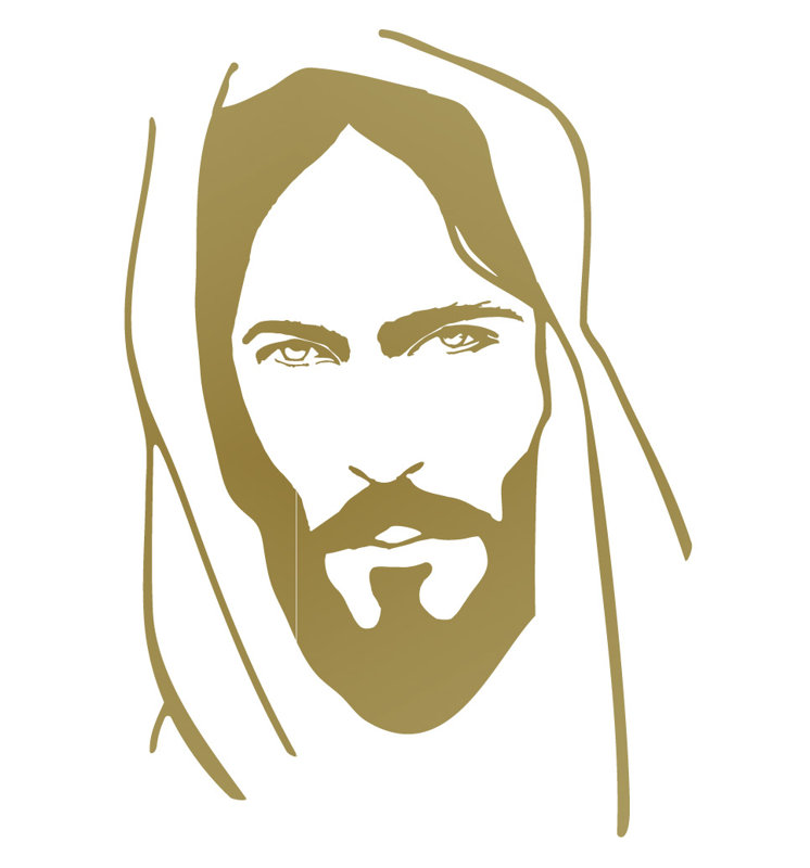 Décalcomanie murale face of jesus, H 36 po x l 25 po x P 0,01 po, Or