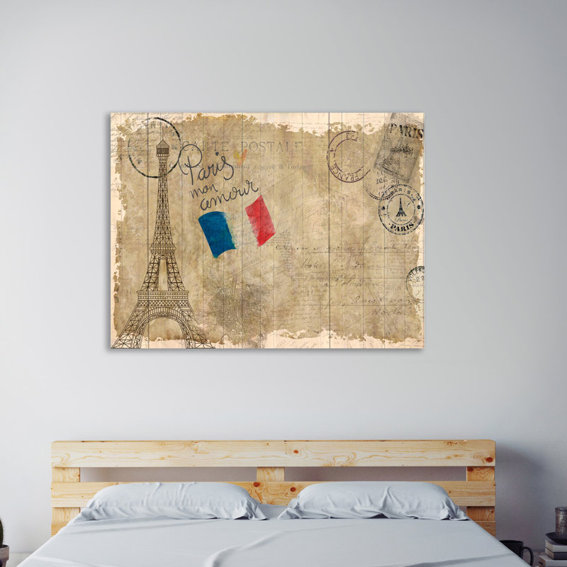Postcard Paris by Kimberly Allen - Wrapped Canvas Print, 30cm H x 41cm W x 4cm D