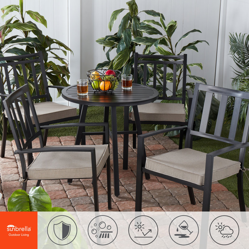 Sunbrella Outdoor Dining Chair Seat Pad, Cast Shale