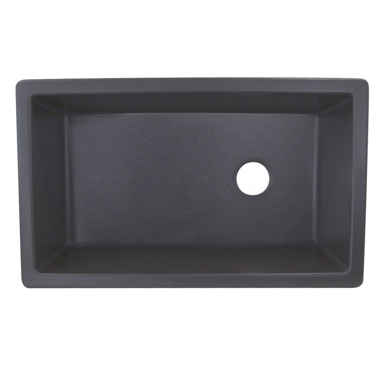 Plymouth 32.75'' L Farmhouse Single Basin Kitchen Sink, Titanium Gray