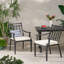 Ensemble de 2 chaises d'extérieur pour l'extérieur, avec accoudoirs et coussins de patio, résistant aux intempéries, noir