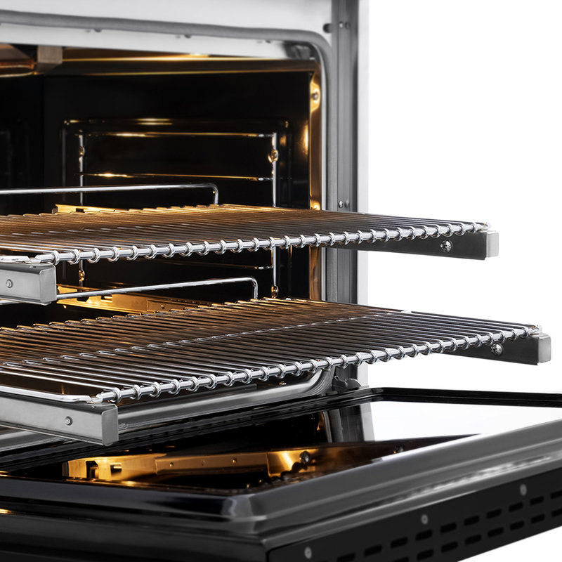 ZLINE Autograph Edition 36 in. 5.2 cu. ft. Paramount Gas Range W/ 6 Burner DuoPro Cooktop and Convection Gas Oven in Satin Stainless Steel W/ Black Matte Door and Champagne Bronze Accents