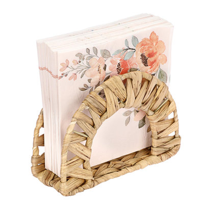 Napkin Holder-Water Hyacinth Kitchen Napkins Holder For Table Wicker Napkin Holder Stand