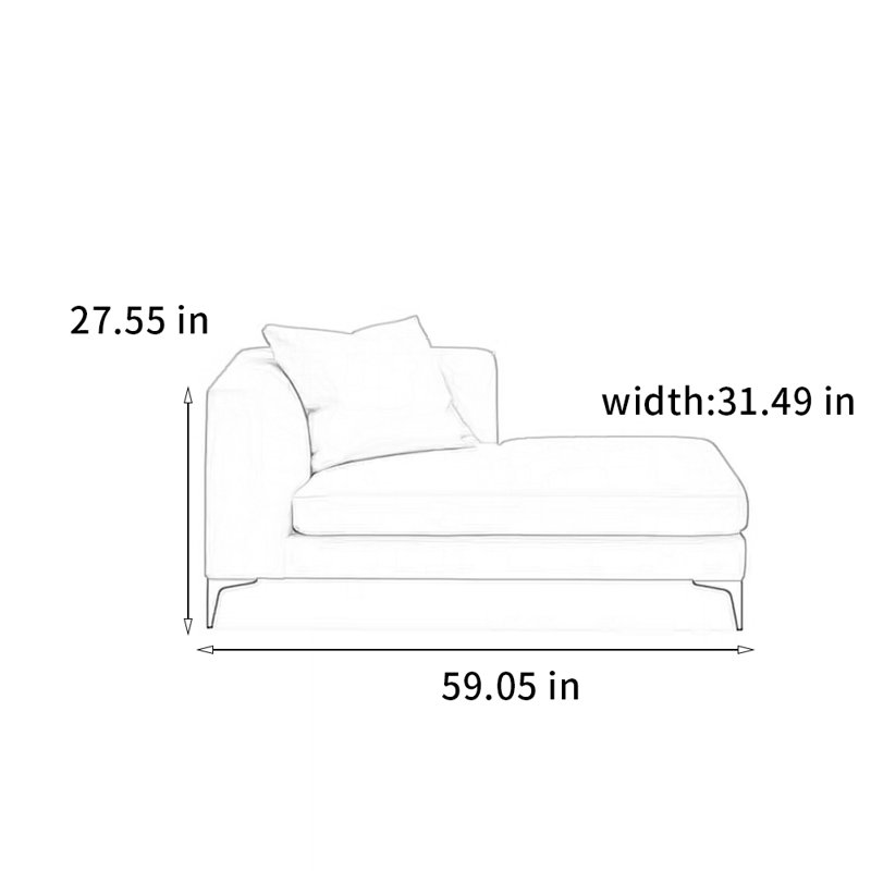Chaise longue en coton et lin, Face à la gauche, Beige