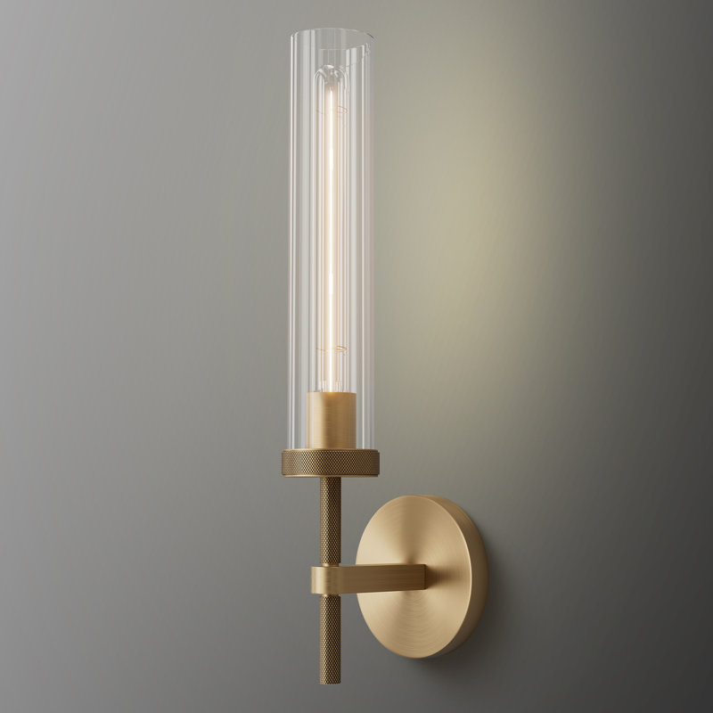 Twining 1- Light Dimmable Luxury Flush Mounted Sconces Gold Wall Sconces(Bulb Included), Brass, 19.5" H × 4.72" W × 4.72" D