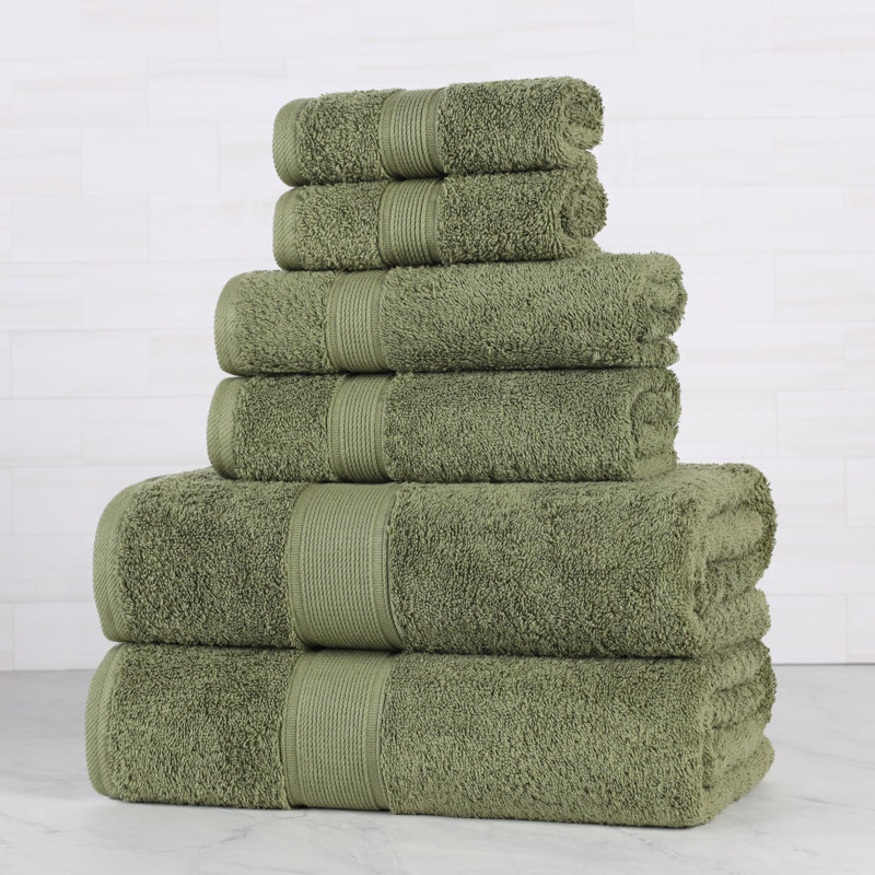 Ensemble de serviettes en coton biologique Lyndon, Ensemble 6 pièces, Vert forêt