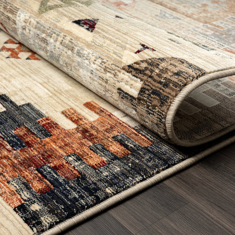 Phoeba Southwestern Area Rug in Beige, Rectangle 9'6" x 13'