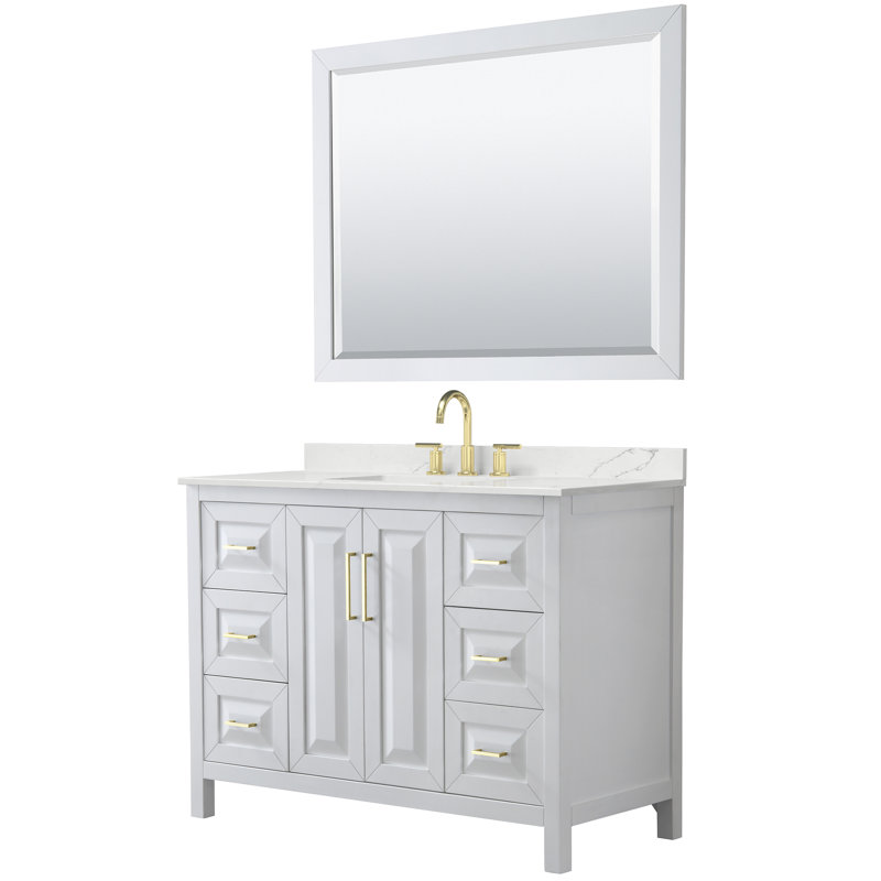 Daria 48'' W Vanity, White, Brushed Gold, Giotto Quartz