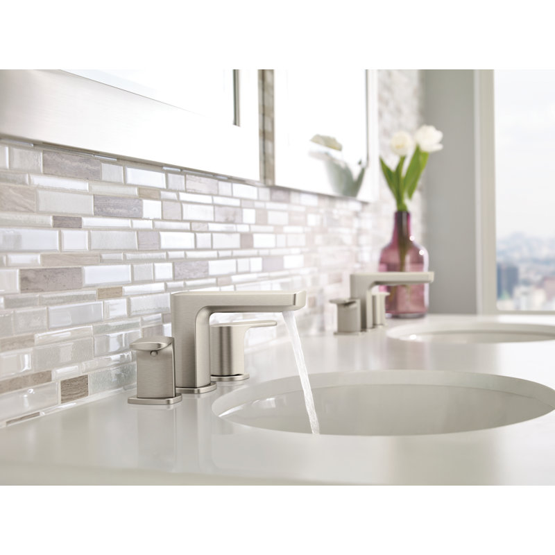 Rizon Widespread Bathroom Faucet with Drain Assembly, Brushed Nickel
