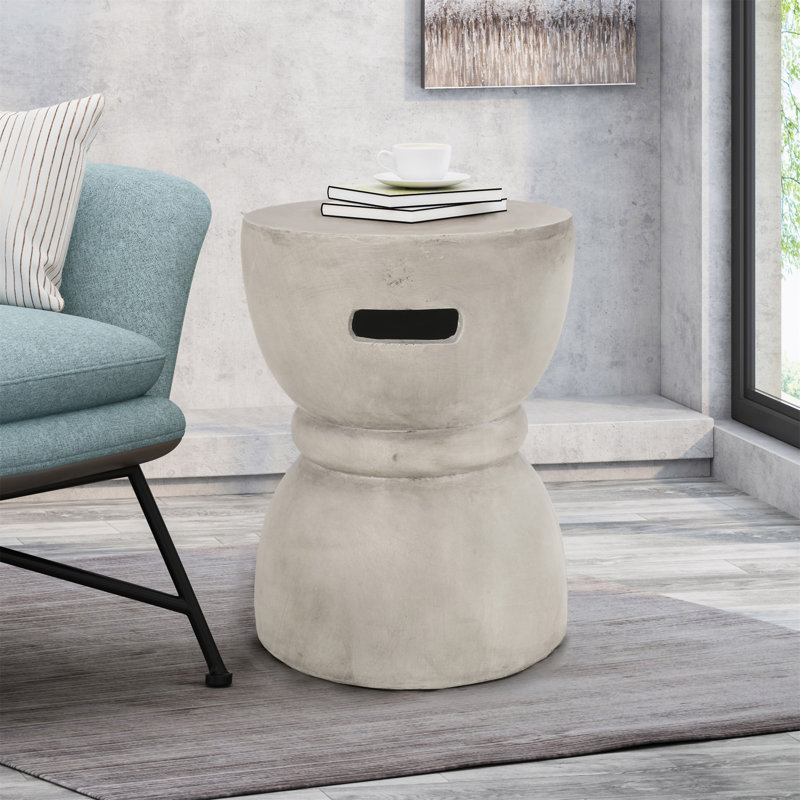 Doggerville Round Concrete Outdoor Side Table , 13.5'' in. W 13.5'' in. D