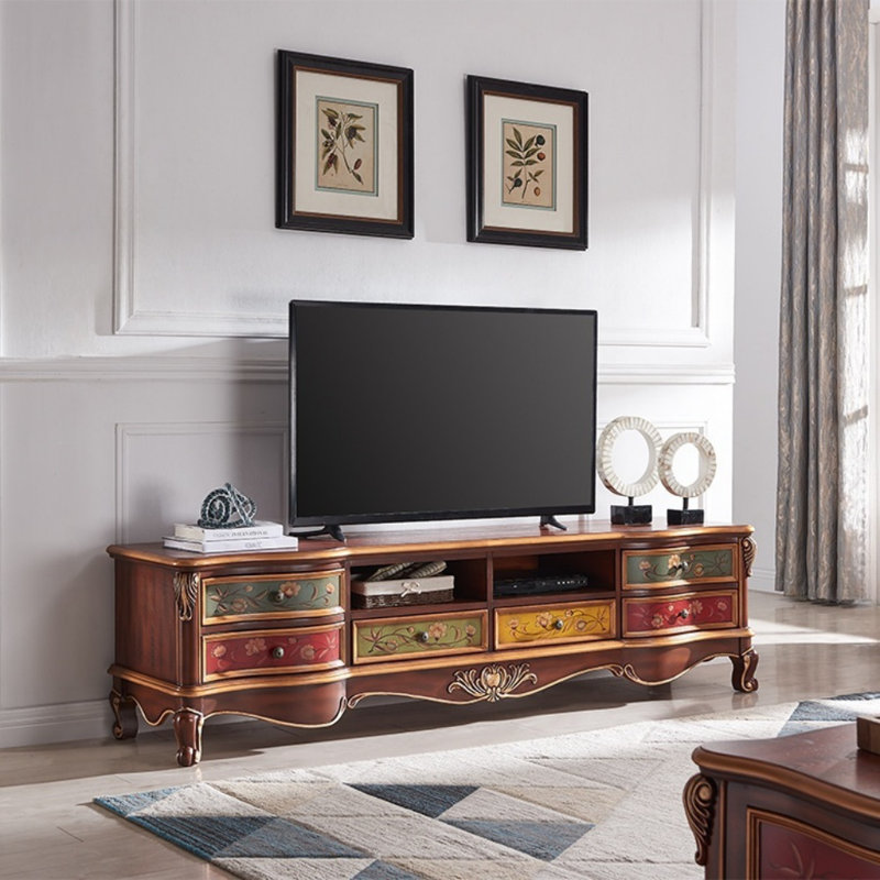 Meuble télé rétro peint, H 20,47 po x L 70,87 po x l 17,72 po, Brun