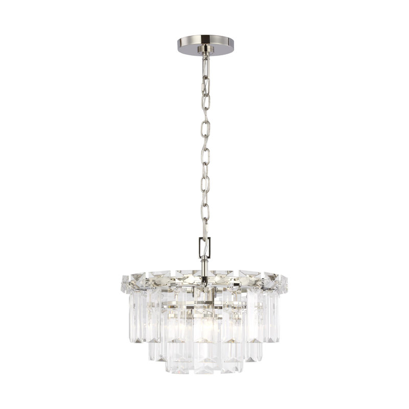 Dimmable Tiered Chandelier, Polished Nickel, 14.76" H x 16.13" W x 16.13" D