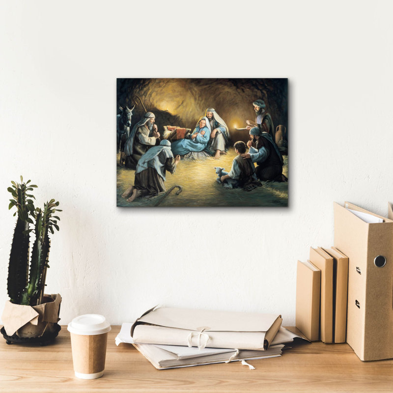 Nativité par David Lindsley - reproduction sur toile tendue, H 12 po x l 16 po x P 0,75 po