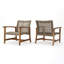 Fauteuils club d'extérieur en bois d'acacia (ensemble de 2 pièces) - Faux rotin, toutes saisons-560139069