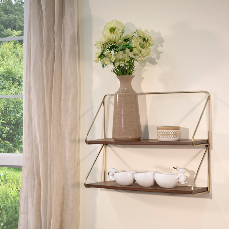 Étagère murale moderne à 2 niveaux pour la décoration intérieure, Doré