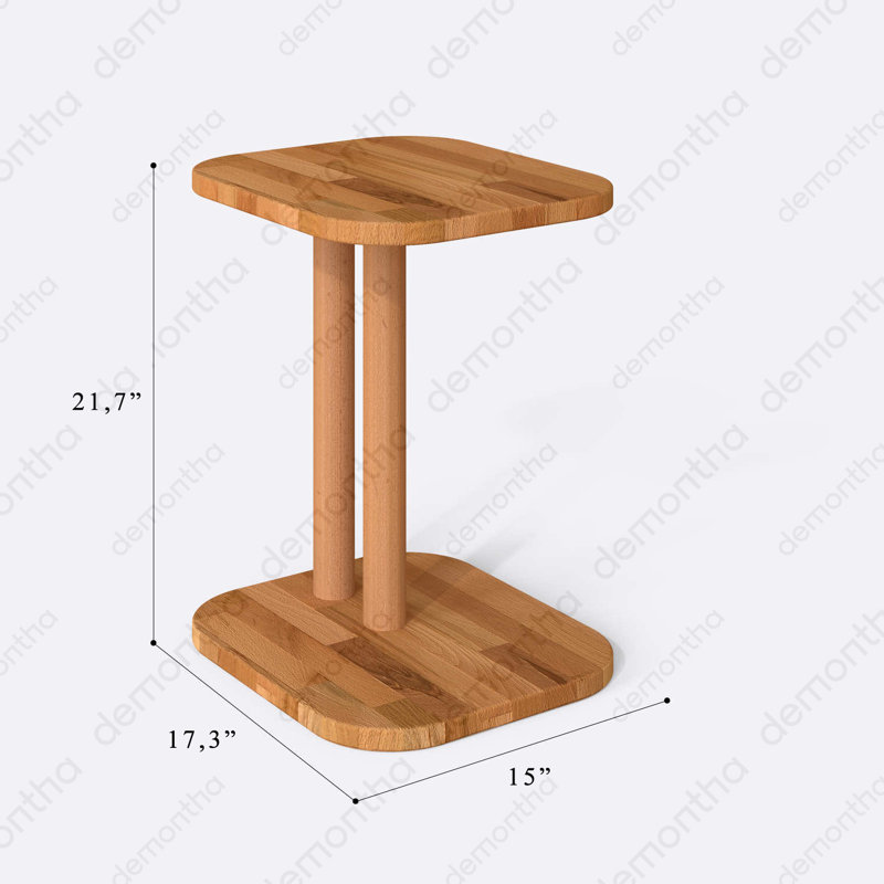 Table d'appoint en bois de hêtre massif Sicily, table rectangulaire en C pour canapé et fauteuil