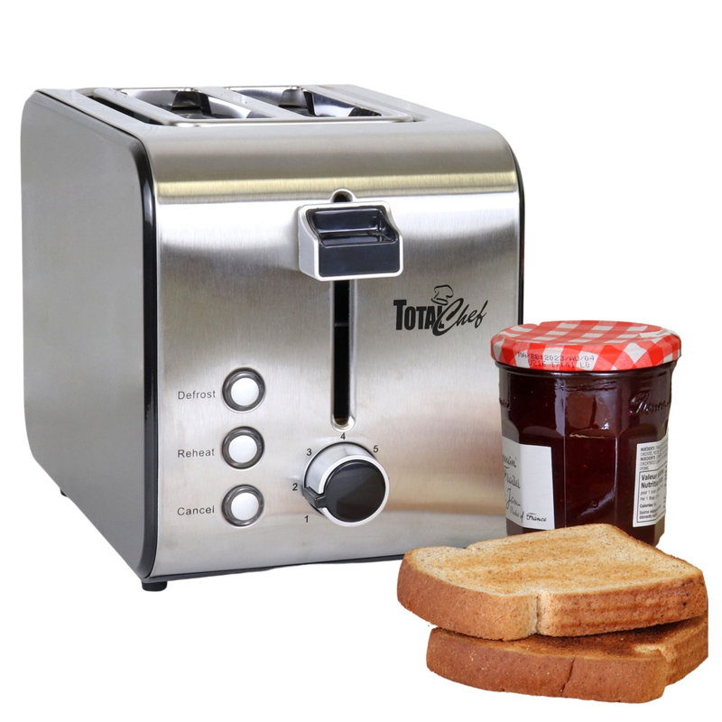 Compact Stainless Steel 2-Slice Toaster with Wide Slot and Crumb Tray