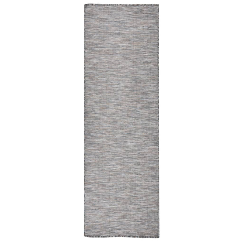 Weddington Outdoor Flatweave Rug Brown and Blue, Rectangle 80 x 250cm