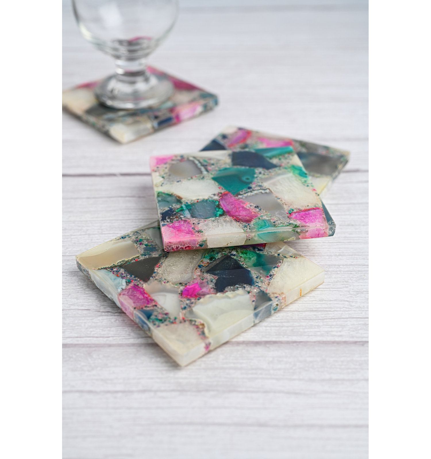 Mixed Agate Coaster Set