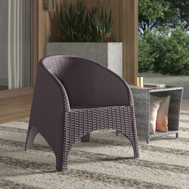 Chaise longue d'extérieur en osier Tomosuke, Brun