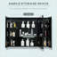 Armoires | Armoire à pharmacie DEL à miroir, l 35,5 po x H 25,5 po, 3 armoires, fonction mémoire, charge USB, noir ultrabrillant | Moderne | Panneau de fibres à densité moyenne