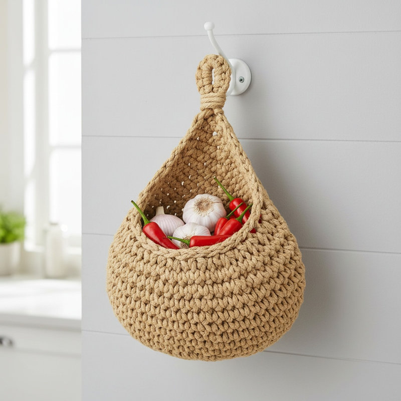 Wall Hanging Storage Basket Natural Hemp Rope Hand Woven Flower Pot Basket For Fruit Vegetable Potato Home Kitchen Container,xxl