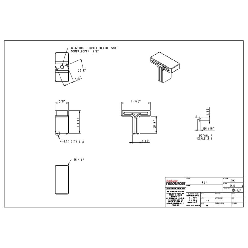 Anwick 1 3/8"Length Rectangle Knob, Satin Nickel