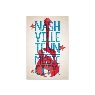 Reproduction d'affiche de style typographique Nashville sur verre acrylique