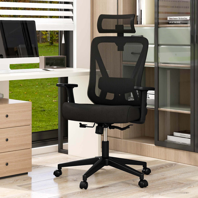 Ergonomic Office Chair With Adjustable Lumbar Support Tilting Function Headrest