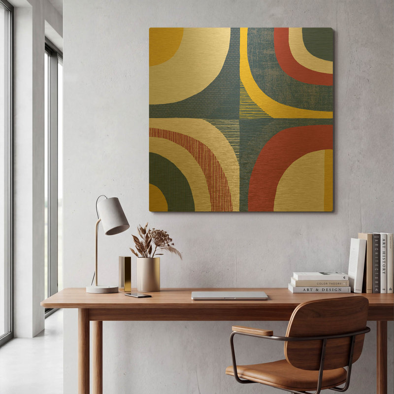 «Abstract Circles» par Wild Apple, art mural en métal doré, 36 po x 36 po, 36"x36"
