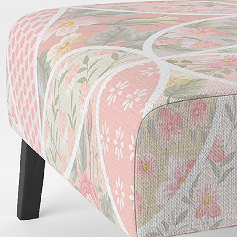 Fauteuil de chambre d'appoint rembourré à motif floral rose