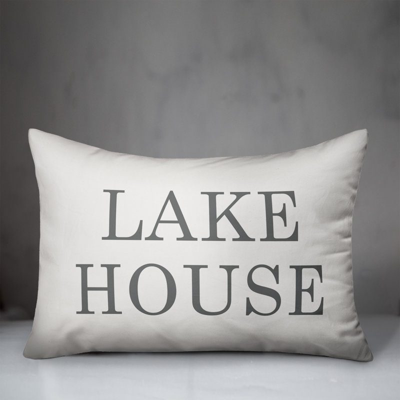  Housse et insert de coussin rectangulaire d'extérieur Lake House, Blanc / gris