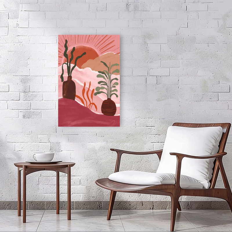 Desert Sunrise Blooms Abstract Contemporary Modern Nature Plant Wall Art Print, 91.44cm H x 60.96cm W
