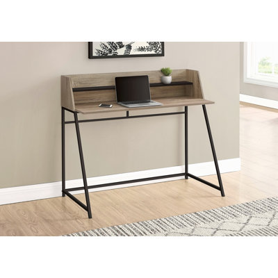 Bureau d'ordinateur, bureau personnel, ordinateur portable, tablettes de rangement, L 48 po, travail, métal stratifié brun, contemporain, moderne